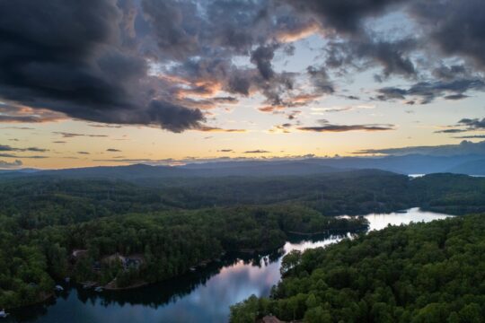 sunset over lake